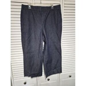 Ann Taylor Factory Womens Dark Blue Wide Leg Crop Pants Size 14 Stretch Cotton